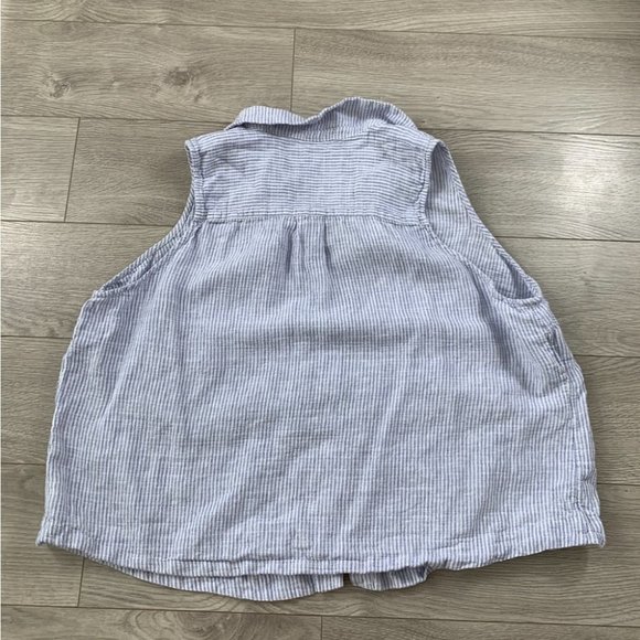 Maeve by Anthropologie Linen Felicity Blue Stripe Tank Top - Picture 4 of 9